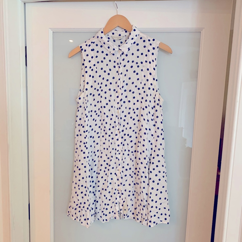 Anthropology 111 Tylho white and blue dress